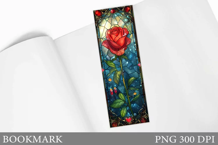 Rose Bookmark Design. Stained Glass Bookmark Sublimation