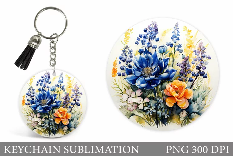 Flowers Keychain Sublimation. Flowers Keychain Design