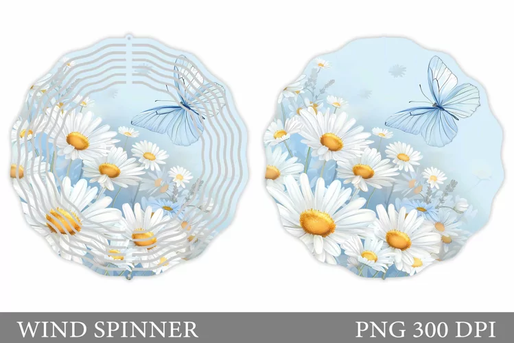 Butterfly Wind Spinner. Daisy Flowers Wind Spinner Design