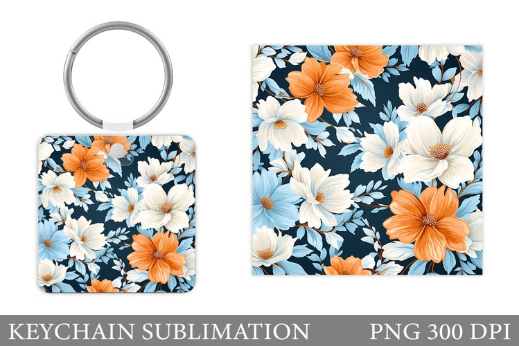 Flowers Keychain Sublimation. Keychain Flowers Design