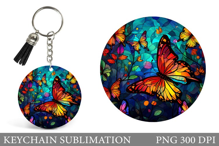 Butterfly Keychain Design. Stained Glass Butterfly Keychain example image 1