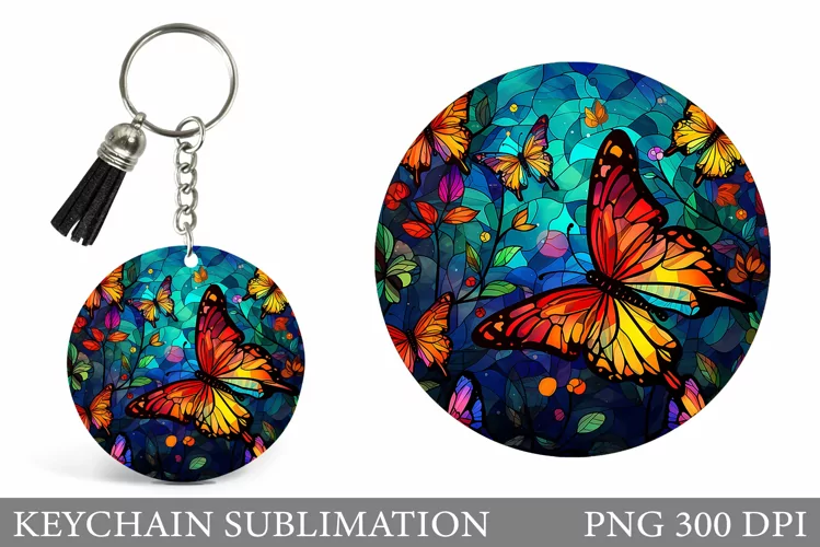 Butterfly Keychain Design. Stained Glass Butterfly Keychain