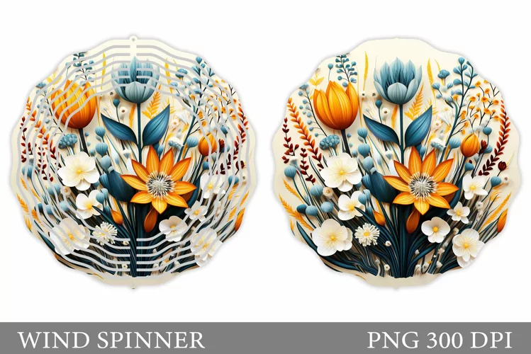 Flowers Wind Spinner Sublimation. Flowers Spinner Design