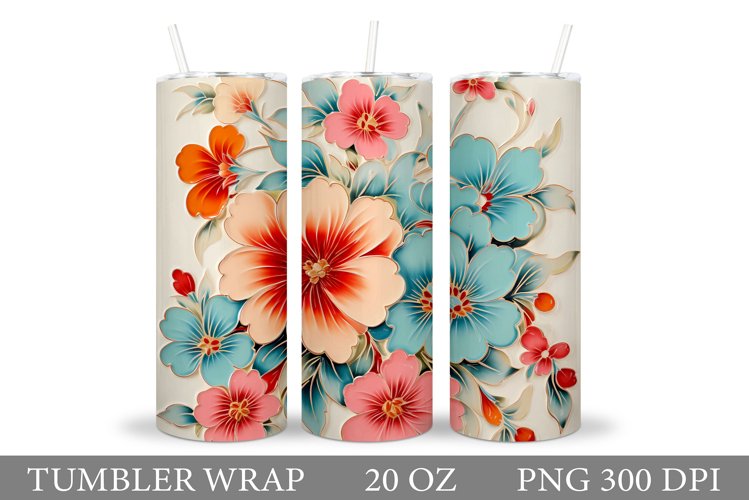 Flowers Tumbler Wrap Design. Floral Tumbler Sublimation