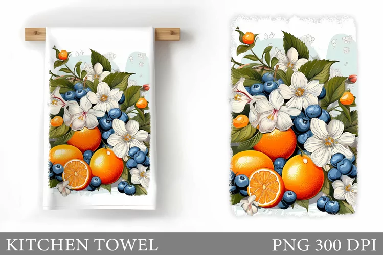Orange Kitchen Towel. Berries Kitchen Towel Design