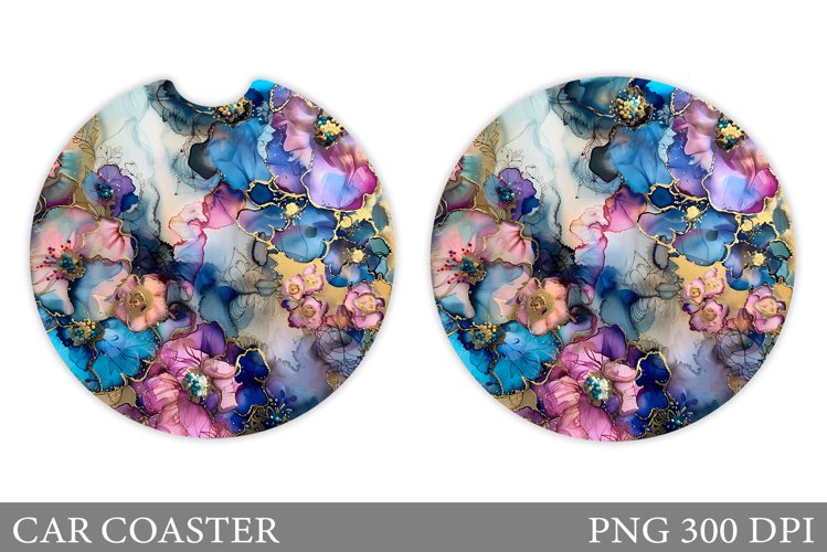 Flowers Car Coaster Sublimation. Flowers Coaster Design