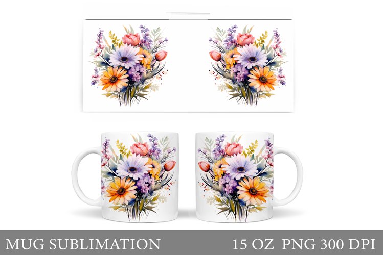 Flowers Mug Sublimation. Wildflowers Mug Design example image 1