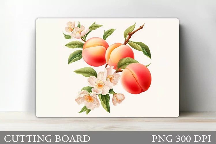 Peach Cutting Board. Flowers Cutting Board Sublimation