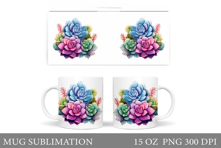 Succulents Mug Sublimation. Plants Mug Design