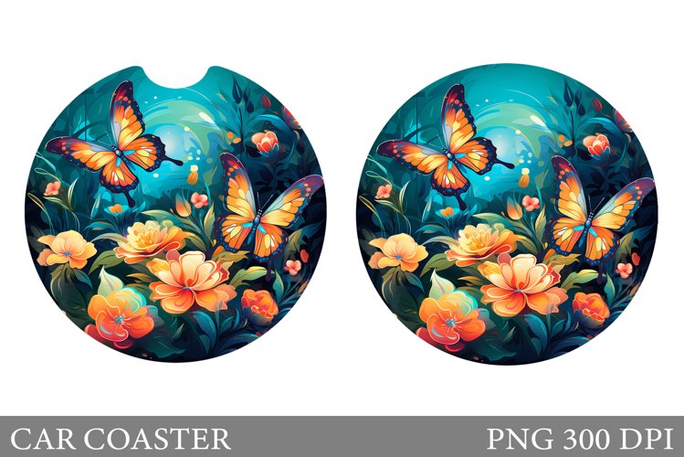 Butterflies Car Coaster. Butterflies Car Coaster Sublimation