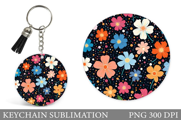 Wildflowers Keychain Design. Flowers Keychain Sublimation example image 1