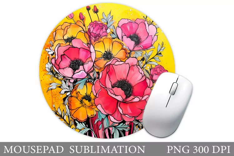 Flowers Mouse Pad Design. Flowers Mouse Pad Sublimation