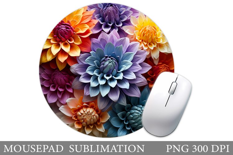3D Flowers Mouse Pad. Flowers Round Mouse Pad Sublimation