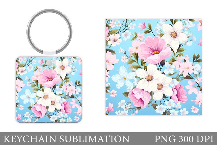 Flowers Keychain Sublimation. Keychain Flowers Design