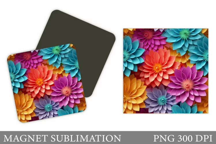 Flowers Square Magnet. Flowers Magnet Design