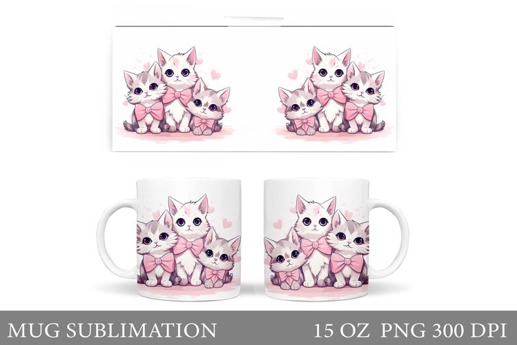 Cute Cat Mug Design. Cute Cats Mug Sublimation example image 1