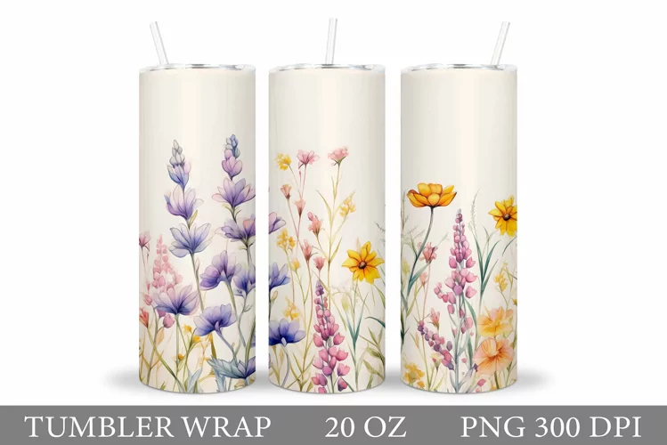 Flowers Tumbler Design. Wildflowers Tumbler Sublimation