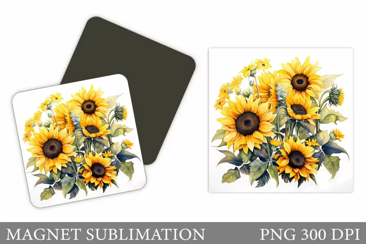 Sunflowers Magnet Sublimation. Flowers Magnet Design