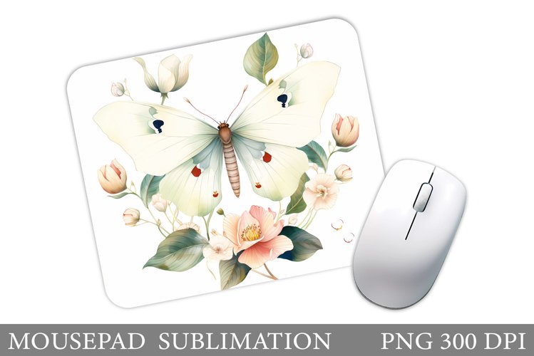 Butterfly Mouse Pad Design. Flowers Mouse Pad Template