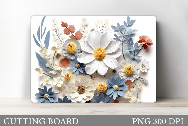 3D Wildflowers Cutting Board. Flowers Kitchen Cutting Board