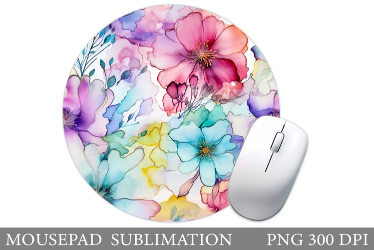 Flowers Mouse Pad Design. Flowers Round Mouse Pad Template