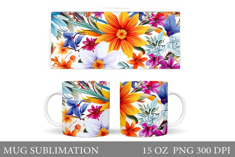 Flowers Mug Wrap Design. Flowers Mug Sublimation