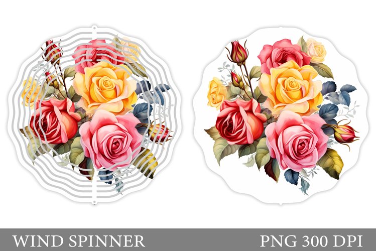 Roses Wind Spinner Sublimation. Floral Wind Spinner Design example image 1
