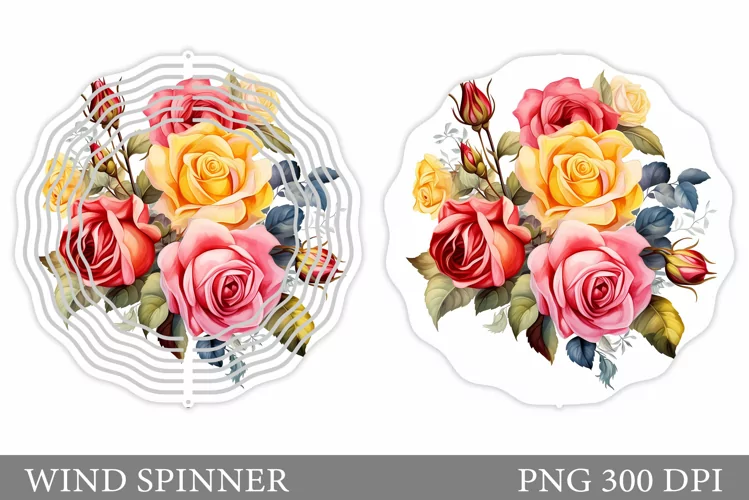 Roses Wind Spinner Sublimation. Floral Wind Spinner Design