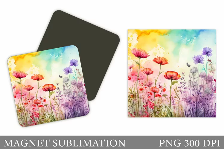Flowers Magnet Sublimation. Wildflowers Magnet Design