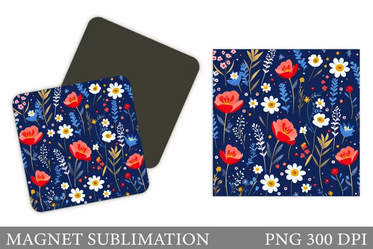 Flowers Magnet Sublimation. Wildflowers Magnet Design