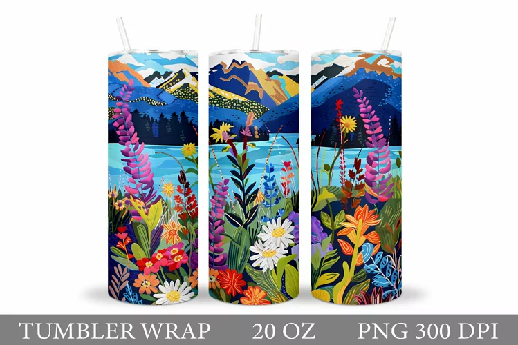 Flowers Tumbler Design. Wildflowers Tumbler Sublimation