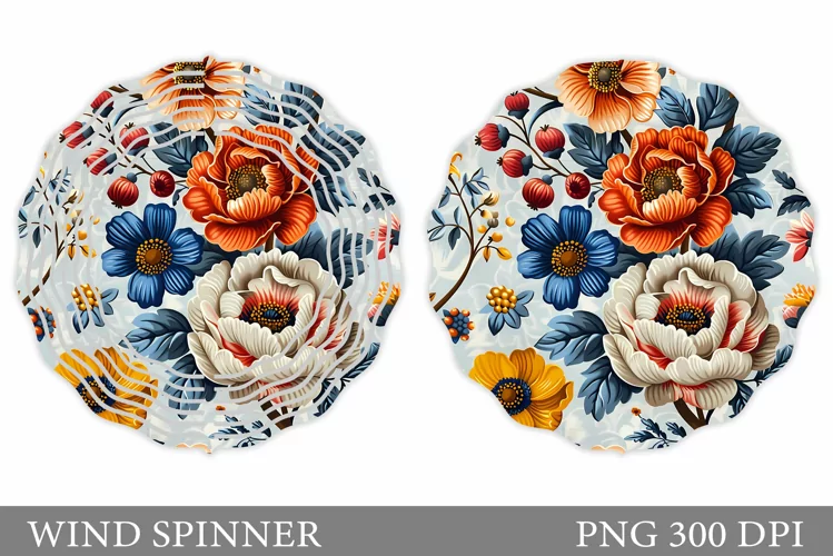 Wildflowers Wind Spinner Design. Floral Wind Spinner