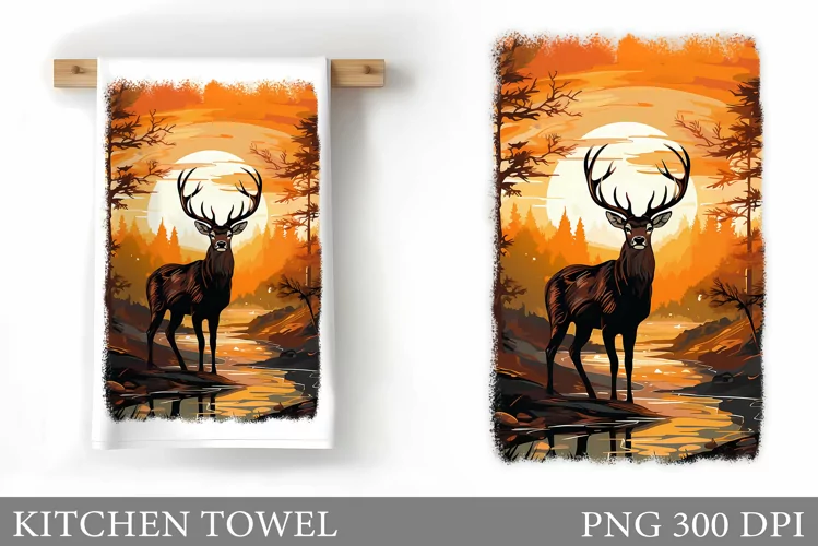 Deer Kitchen Towel Sublimation. Deer Sublimation