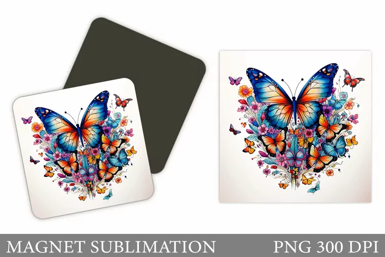 Butterflies Magnet Sublimation. Butterflies Square Magnet