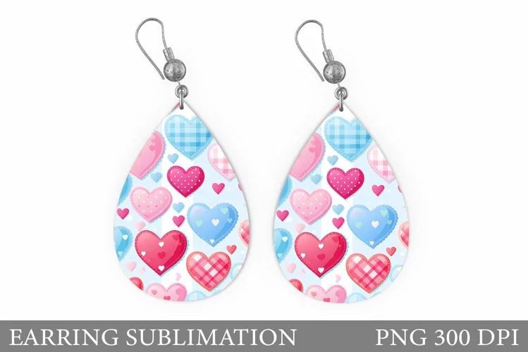 Hearts Earring Sublimation. Hearts Valentines Earring