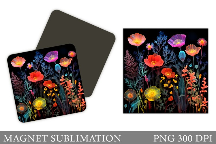 Flowers Square Magnet. Flowers Magnet Sublimation