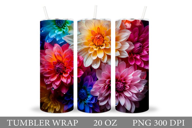 3D Flowers Tumbler Design. Flowers Tumbler Sublimation