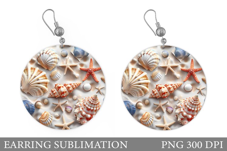Sea Earring Design. 3D Seashell Earring Sublimation