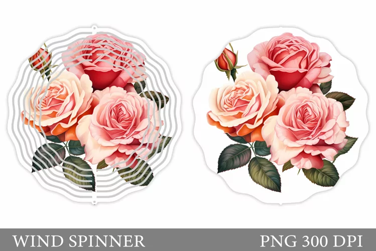 Roses Wind Spinner Design. Flowers Wind Spinner Sublimation