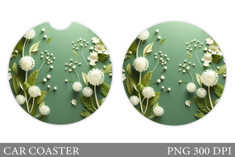 3D Flowers Car Coaster. Flowers Car Coaster Design example image 1