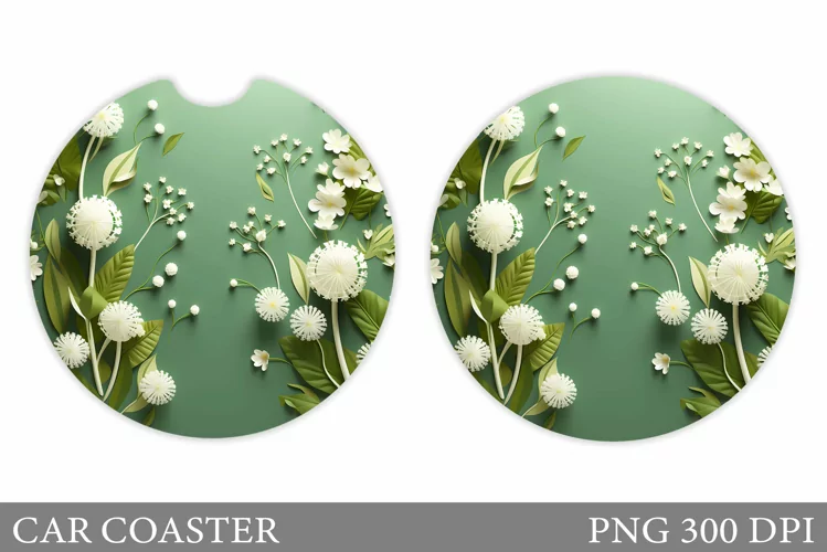 3D Flowers Car Coaster. Flowers Car Coaster Design