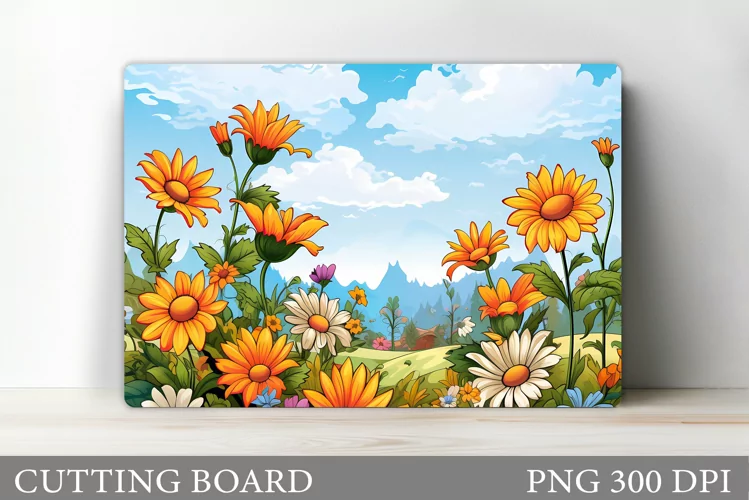 Flowers Cutting Board. Kitchen Cutting Board Sublimation