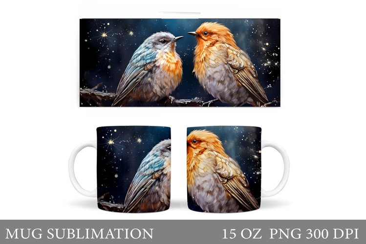 Birds Mug Wrap Design. Birds Mug Wrap Sublimation