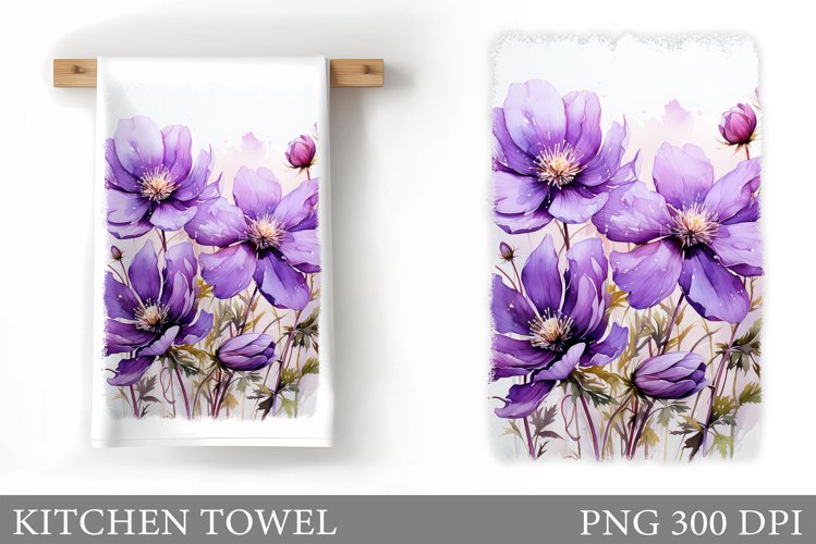 Flowers Kitchen Towel Design. Kitchen Towel Sublimation example image 1