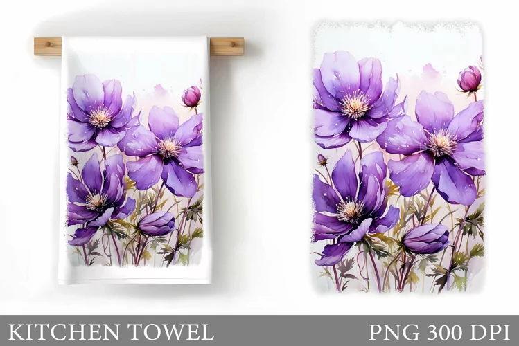 Flowers Kitchen Towel Design. Kitchen Towel Sublimation