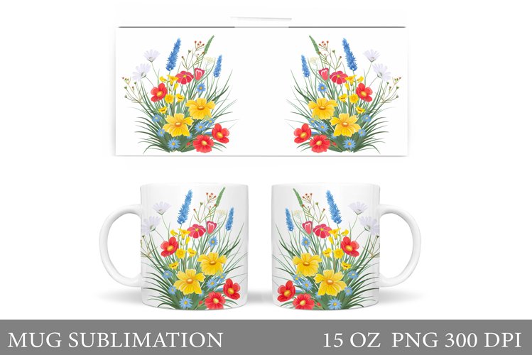 Flowers Mug Sublimation. Wildflowers Mug Design example image 1