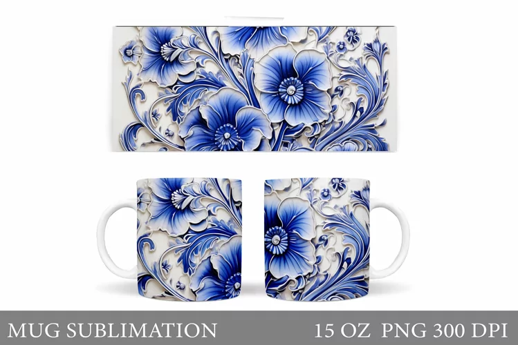 Flowers Mug Wrap Sublimation. Flowers Mug Wrap Design