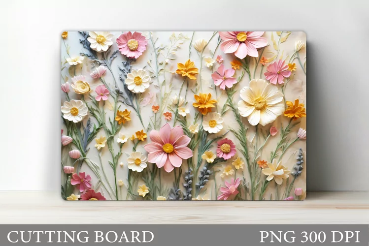 Wildflowers Cutting Board. Flowers Cutting Board Sublimation