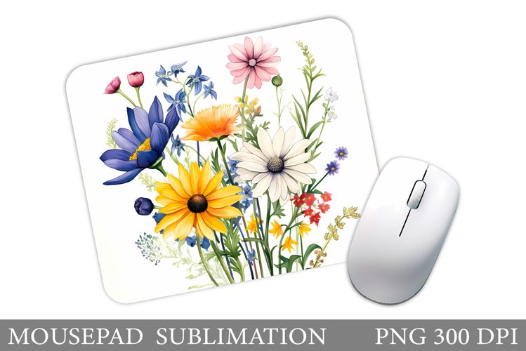 Wildflowers Mouse Pad. Flowers Mouse Pad Sublimation