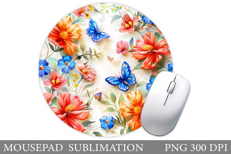 Butterflies Mouse Pad Sublimation. Flowers Mouse Pad Design